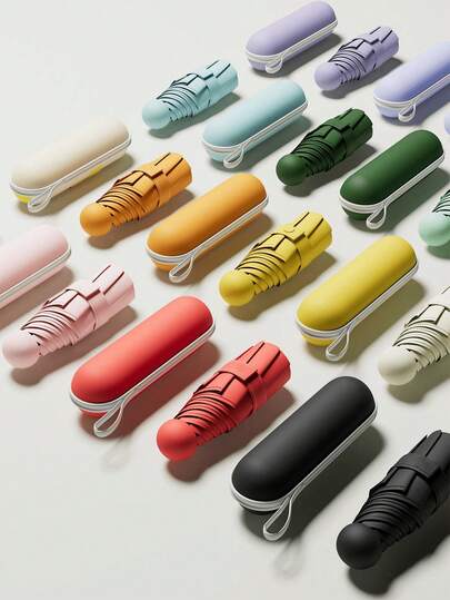 1pc Mini Portable Sunshade Umbrella, Small Folding Umbrella, Mini Pocket Waterproof Portable Travel Umbrella, Women's Sunscreen UV Protection Rain Umbrella, Mini Travel Umbrella, Folding Umbrella, Windproof, 99% UV Protection, Unisex, Sturdy And Durable Structure, Sunscreen And Rainproof, 2-In-1 Mini Five-Fold Super Lightweight And Portable, Suitable For School, Office, Home, Travel, Rainy Days