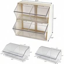 Soporte grande para capsulas de cafe verde con tapa accesorios de barra de cafe de plastico organizador de almacenamiento para crema tazas K bolsas de te bolsa de azucar pajita - Verde - Ver 3