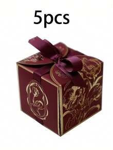 20个/5个/包 豪华金箔礼盒,派对回礼,婚礼装饰,带盖丝带纸方形礼盒,适用于婴儿派对、新娘派对、毕业典礼、单身派对,郁金香压花精致包装礼盒,高端婚礼仪式优雅礼盒,派对回礼盒 - 彩色 - 查看 18