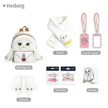 Harry Potter Túi Hedwig - Bộ ba lô/túi đeo chéo cho bé gái kèm phụ kiện hình cú: Ví đựng thẻ, lược, kẹp tóc, thiết kế kiểu sinh viên, phù hợp cho đi làm, đi chơi, dự tiệc, Giáng sinh, Halloween, sinh nhật, món quà lý tưởng cho phụ nữ và các cô gái công sở - trắng - Xem 8