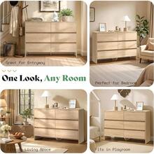6 Drawer Dresser For Living Space, 49'' Long Modern Chest Of Storage Drawers With Rounded Corners, Wood Cabinet Organizer For Apartment, Nursery, Entryway, Easy Assembly - Tự nhiên - Xem 6