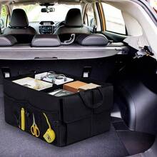 Organizador de cajuela para auto, Caja impermeable de almacenamiento para el automvil de gran capacidad, Mltiples compartimentos exteriores e interiores, Apto para todoterreno, coche, SUV. - inicial - Ver 5