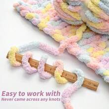 10 Pack Jumbo Chunky Yarn Hand Knitting, Fluffy Chunky Chenille Yarn Crocheting, Variegated Chunky Knit Blanket Yarn, 240 Yds/70.5 Oz Bulky Yarn - 10 灰粉紅紫 - 查看 3