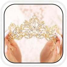 Aukmla Wedding Hair Accessories Bride Crowns Flower Queen Tiaras Headpiece for Women (Gold)(default) - Multicolor - Ver 2