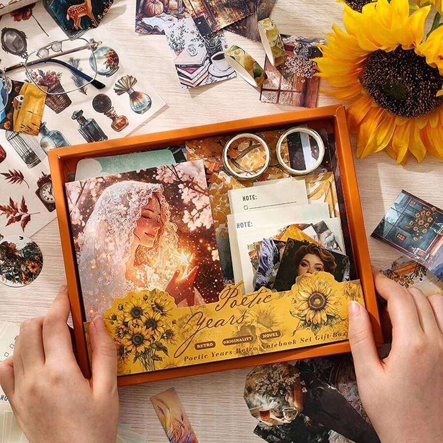 ScrapbooFKing Supplies Kit, Vintage People Aesthetic Scrapbook Kit, Junk Journal Supplies With Scrapbook Paper, Scrapbook Stickers, A6 Grid Notebook, Stationery, Journaling Supplies For DIY Art Craft,OldDreamsComeBack - 舊夢回歸 - 查看 1