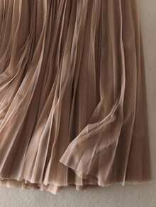 LuminousWealth 女士优雅褶裥网纱 A 字裙，适合休闲或办公场合穿着，简约优雅 | 涤纶网纱裙，四季皆宜，非常适合新年、派对等场合