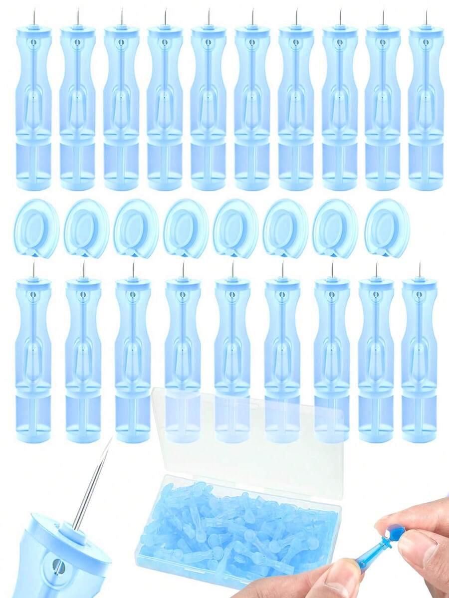 500pcs/300pcs/200pcs/100pcs/50pcs/30pcs/20pcs/10pcs Disposable Acne Needle, Blackhead Remover Tool, Pimple Extractor Kit, Designed For Men & Women, Facial Cleaning Tool, Portable, Individually Sealed, For Acne, Skin Cleaning - Baby Blue - View 1