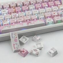 PBT Keycaps - Side Printed Keycap Set With 136 Keys For Cherry Profile Mechanical Keyboards Featuring Shine Through Meow Meow Squad Design Ideal For Gaming And Typing Environments Enhances Aesthetic Appeal And Durability On Cherry MX Switches - Đội MeowMeow - Xem 7