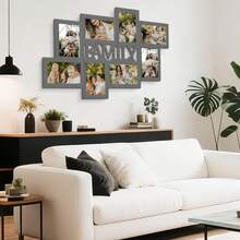 Jerry & Maggie Modern 8-Opening Family Photo Frame Set | Chic Black Wall Decor Collage Frames Fit 4x6 & 6x4 Photos, Perfect For Living Room/Bedroom Home Decor, Christmas Gift - 灰色 - 查看 4