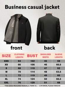 1 件男士商务立领夹克，休闲春秋外套 - 黑色 - 查看 5