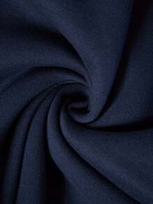 2pcs/Set Men's Casual Drawstring Pocket Hoodie And Drawstring Sports Pants Suit - Navy Blue - View 4