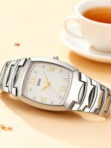 2件套时尚创意个性化嘻哈大表盘石英表+手链套装，适合日常搭配、生日、男士礼物、周年纪念、年末促销、双十一、万圣节促销，不含礼盒