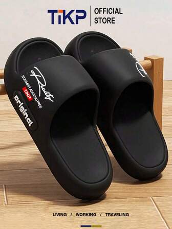 TIKP Pantuflas de moda para hombres, sandalias casuales de dedo abierto antideslizantes, adecuadas para interiores, exteriores, playa, ducha, caminar, baño, uso en el hogar