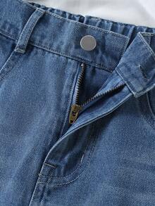 1pc Tween Girls' Casual Distressed Straight Leg Jeans, & Comfortable