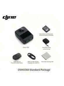 dji Panoramiczna kamera sportowa Osmo 360 8K HD, bateria o żywotności 190 minut, 105 GB wbudowanej pamięci, stabilizacja obrazu, zabezpieczenie przed wodą, filmy w wysokiej rozdzielczości, łączność bezprzewodowa, przenośna konstrukcja, waga zaledwie 180 gramów, standardowy zestaw. - Zestaw standardowy - Zobacz 2