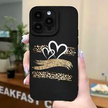 2026 nueva funda de teléfono esmerilada, funda de teléfono con diseño de corazón de leopardo para  17 14 Pro Max  17 13  17 12  17 11  Galaxy S23 S22 S21 S20 protector de teléfono funda de pareja regalo para él y ella regalo de San Valentín cumpleaños - Negro - Ver 5