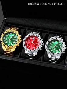 1 件装时尚商务男士石英表，简约圆形表盘，固定尺寸表带，男士最佳礼物，适合假日和日常佩戴 - 黑色 - 查看 13