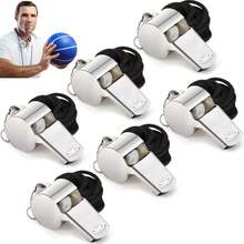 6pcs Stainless Steel Whistles With Lanyards, Loud & Clear Sound, Ideal For Coaches, Referees & Officials - Silver - View 5