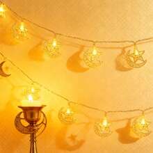 1 Dây đèn hình mặt trăng ôm sao, Dây đèn hình mặt trăng sao, Dây đèn LED, Đèn chiếu sáng mới lạ, Dây đèn, Đèn trang trí để bàn, Đèn cổ tích, Dây đèn trong nhà, Nguồn điện từ hộp pin, Thích hợp để trang trí lễ hội, Trang trí nhà cửa, Ngày lễ tình nhân, Lễ tạ ơn, Phòng ngủ, Phòng khách, Trang trí hành lang - Dây đèn hình mặt trăng ôm sao - Xem 5