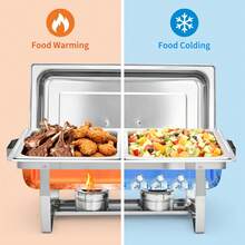 Meiyiu 2-Well Rectangular Chafing Dish, Dual Compartment Stainless Steel Buffet Warmer Set, Complete Food Server For Catering, Wedding Events, Home Parties And Buffet Serving - 4-piece Pack - View 6