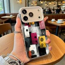 Funda de Teléfono Transparente con Patrón Abstracto Colorido y Diseño de Círculo para iPhone 14 Pro Max  Galaxy S23 Plus, Regalo Ideal para Todas las Estaciones - Plateado - Ver 2
