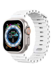 1条男女通用海洋主题柔软硅胶运动表带，适用于38mm、40mm、41mm、42mm、44mm、45mm、49mm的苹果手表，兼容Series 8、7、6、5、4、3、2、1、Ultra、SE等型号。 - 寶藍 - 查看 14