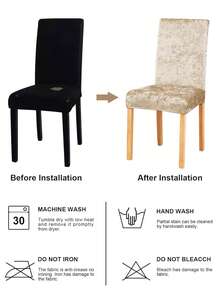 1/4pcs Solid Color Velvet Dining Chair Cover, Modern Stylish Autumn/Winter Elastic Home Dining Chair Protector, Suitable For Living Room, Dining Room, Hotel, Banquet - Champagne Gold - View 5