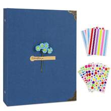 ZEEYUAN Journal Scrapbook Memories Photo Book Album 60 Black Pages Vintage DIY Photo Scrap Book Hardcover Scrapbook Gifts For Couples Anniversary Christmas Than1ks 1giving Valentines Day,Blue,NavyBlue - 海軍藍 - 查看 1