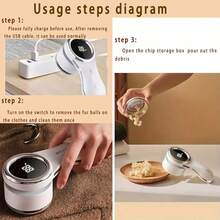 USB Powered Adjustable Electric Lint Remover - Powerful Motor, USB-C Fast Charging, Portable Fabric Shaver For Sweaters, Clothes, Furniture, Carpets, Bedding - Includes Cleaning Brush, Essential For Home & Travel Laundry - White & Rose Gold Decorative Design, Compact & Efficient, Stylish Storage Solution. - Digital Display Upgrade - View 9