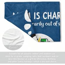 TTJM Funny Christmas Birthday Gifts For Mom- Mom Is Charging Blanket- New Moms Gifts For Women Super Soft Blanket Throw For Napping Travel 60 *50 - 藍色 - 查看 6