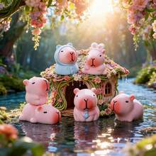 6 bức tượng nhỏ hình con chuột lang nước bằng nhựa mini màu hồng nhỏ xíu dùng để trang trí bảng điều khiển xe hơi, động vật bằng nhựa mini dùng để trang trí nhà cửa trong vườn cổ tích (Màu ngẫu nhiên) - Nhiều màu - Xem 3