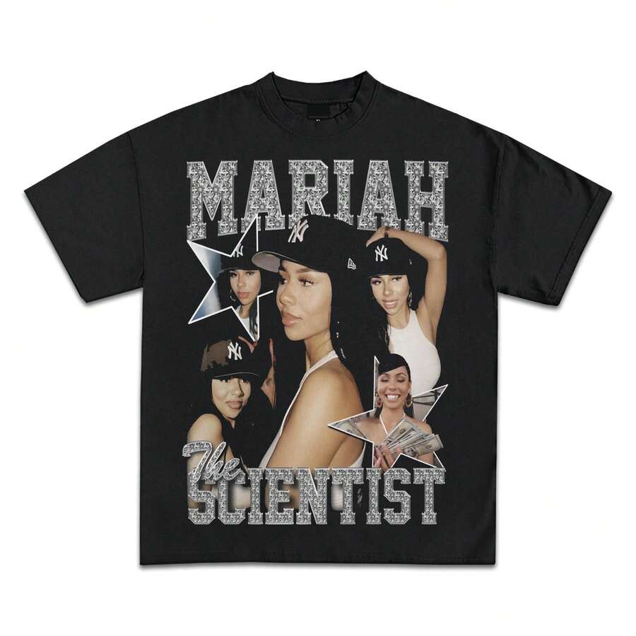 Mariah Scientist Big Face Graphic T-Shirts _ Premium Quality Heavyweight Shirts For Adults & Kids (2) - màu đen - Xem 1