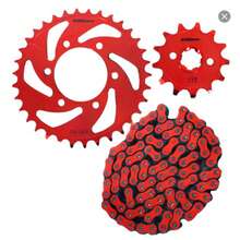 KINGMOTO Kit de sprocket de color para moto, incluye cadena, piñon y estrella - Rojo YBR125 428H-43T+14T+118L - Ver 1