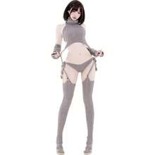 Virgin Killer Sweater, Lolita Knit Top, Dango Girl Cosplay, Sexy Cosplay Outfit, Anime Costume Women, Halloween Party Outfit, Open Back Sweater, Arm Cover Socks Set - Xám - Xem 1