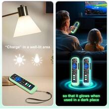 For Roku-Remote-CoverCompatible With All Roku TV Remote Glow In The Dark Silicone Protective Case Blue And Green 2-Pack - Xanh lam và Xanh lục - Xem 6