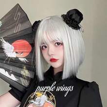 DZfirst Bob Wig Short Straight Grey Wig For Woman 12inch Daily Party Cosplay Lolita Wig Natural Synthetic Bob Wig With Bangs Heat Resistant Fiber - Light Grey - View 9