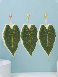 1条/3条装创意叶子图案手巾，可悬挂装饰，适用于厨房、浴室、卧室，吸水性强，易于清洁，可定制图案 - 彩色 - 查看 5