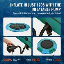 Saltador de agua inflable, trampolín de agua recreativo de 10 pies, plataforma de natación de rebote portátil con escalera de 3 escalones y bomba de aire eléctrica, reboteador flotante para niños adultos para piscina, lago, deportes acuáticos - Azul y verde - Ver 4