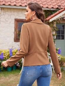 RELISH NOLESS Women's Fringed Suede Jacket, Retro Resort Outerwear - Camel - View 2