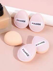 MAANGE 5 buah spons rias mini berbentuk tetesan air yang lembut, dapat digunakan kembali untuk penggunaan kering & basah, cocok untuk bedak, cairan & berbagai kosmetik, ideal untuk alat rias, aksesori, dan hadiah. - Baby Pink - View 3