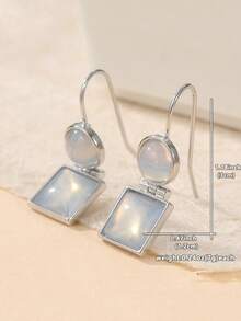 1 Pair Retro Minimalist Geometric Pendant Earrings, Perfect For Casual, Party Jewelry, And An Ideal Holiday Gift - Silver - View 6