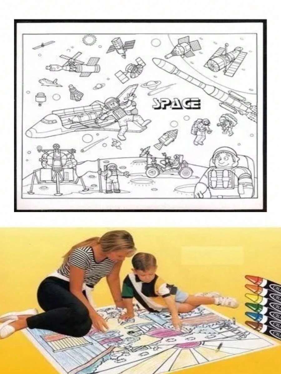 Reusable Coloring Mat For Kids Fun Space Mat - White - View 1