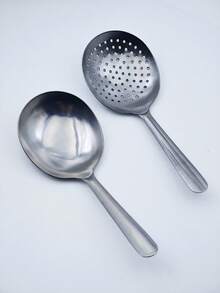 1 pieza Cuchara de servir grande de acero inoxidable, cucharón de sopa grande para el hogar, cuchara perforada redonda, adecuada para fiestas/bufés, apta para lavavajillas, accesorio de cocina, suministros para el hogar, vuelta al colegio - Multicolor - Ver 8