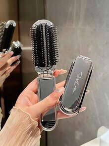 Foldable Travel Hair Brush With Detachable Mirror, Pocket Mirror, Compact Folding Design, Massage Brush, Suitable For Fitness, Travel, Handbag, Swimming And Other Occasions - Multicolor - View 7