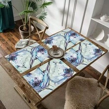 1/4/6/8/12 Stücke bunte bedruckte 2D-Muster Leinen waschbare Tischsets, schützende Tischsets für Innen-/Außengastronomie, geeignet für Feierlichkeiten, Küche