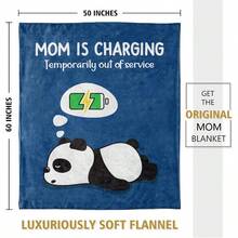 TTJM Funny Christmas Birthday Gifts For Mom- Mom Is Charging Blanket- New Moms Gifts For Women Super Soft Blanket Throw For Napping Travel 60 *50 - 藍色 - 查看 5