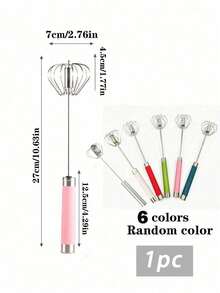 1pc Stainless Steel Easy Adjustable Semi-Automatic Egg Beater, Suitable For Eggs, Milk, Dough Mixing, Handheld Kitchen Cooking Utensils - Multicolor - View 13