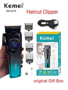 Kemei 专业理发器和剃须刀套装，理发店或家用男士个人护理礼品套装，磁力马达剃须刀，新年男士礼物 KM-2279、KM-1740 和 KM-T400 - 綠色 - 查看 13