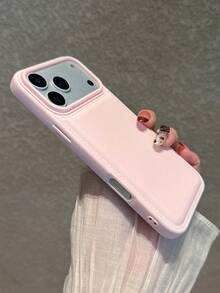 Minimalist Orange Faux Leather Texture Phone Case Compatible With IPhone 17 Pro Max/17 Pro/17 Air/17/16/16 Pro Max/16 Plus/16 Pro/16E/15/15 Pro Max/15 Pro/15 Plus/11/12/13/14 Pro Max/12 Pro/12 Pro Max/13 Pro/13 Pro Max/14 Pro/14 Pro Max, Soft Shockproof Case - Pink - New Faux Leather Texture - View 3