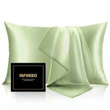 INFIIXSO Mulberry Silk Pillowcase For Hair And Skin, Silk Pillow Cases FKing Size With Hidden Zipper 20\X40\, Extraordinary Smooth And Soft Cooling Pillow Cases For Hot Sleepers(Sage Green, 1 Pack),FKing(20inchX40inch),SageGreen - 鼠尾草綠 - 查看 1